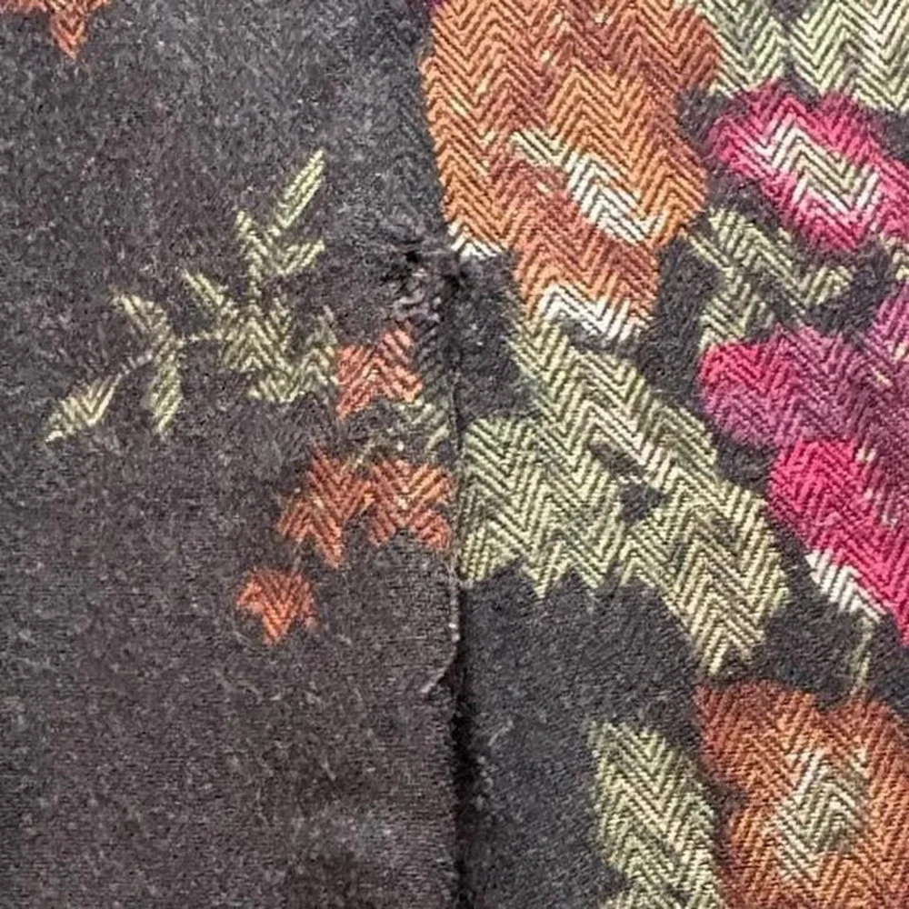 90s black midi skirt floral dark grunge whimsigoth vintage tapestry women's L - Picture 3 of 8